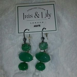 Agate Drop sterling silver earrings